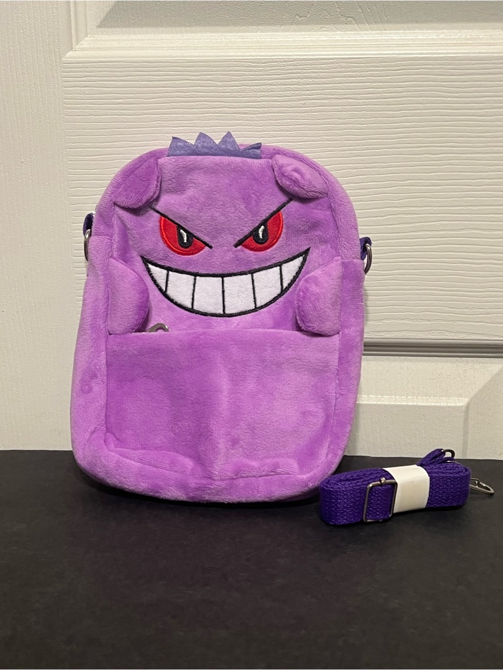 Pokemon Gengar Purple Plush Character Crossbody Bag